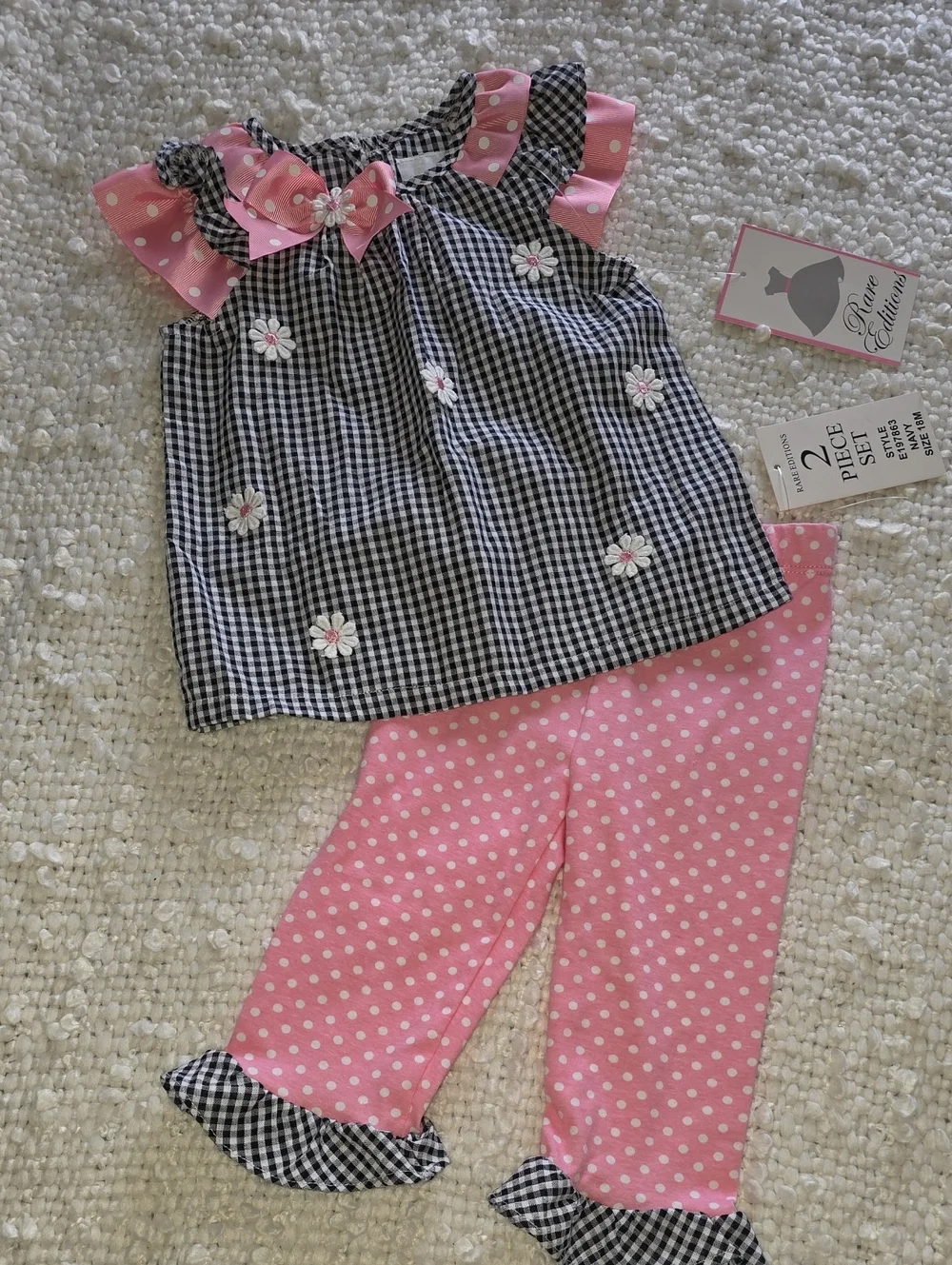Rare Editions Pink and White Polka Dot Two-Piece Set sz 18M
